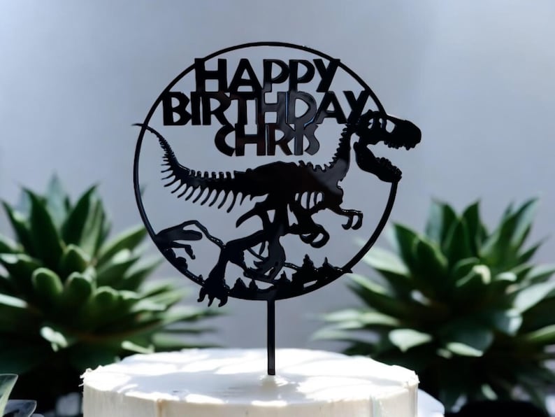 Personalized Dinosaur Cake Topper Custom T Rex Birthday Cake Topper — free download