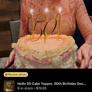Hello 50 Cake Topper, 50th Birthday Decoration, Fiftieth Birthday Party Decor, 50th Cake Topper image 7