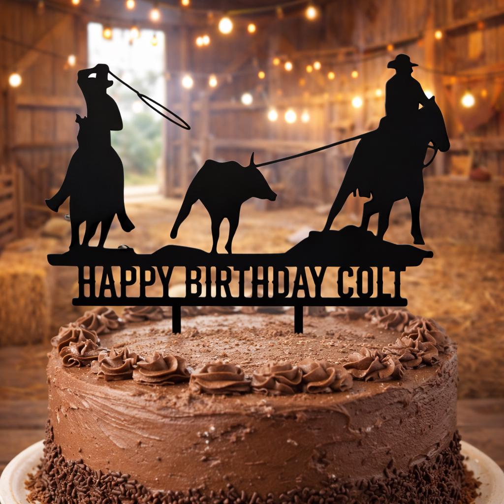 Bull Roping Cake Topper, Cowboy Birthday Cake Topper, Rodeo Western ...