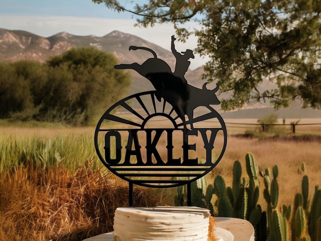 Cowboy Cake Topper, Bull Riding Cake Topper, Personalized Cowboy Cake ...