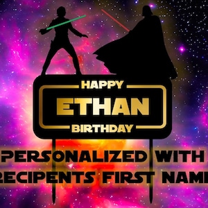 Happy Birthday Cake Topper, Str Wars Cake Topper, Str Wars Birthday Theme, Happy Birthday Cake Topper Personalized, Jedi Lightsaber Cake