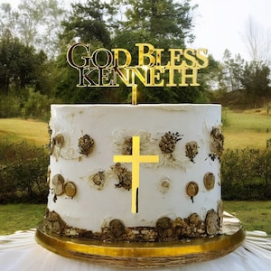 Custom Baptism Cake Topper, Cross Cake Charm, Personalized First Communion Cake Topper, Christening and Confirmation Cake Topper Name, Cross