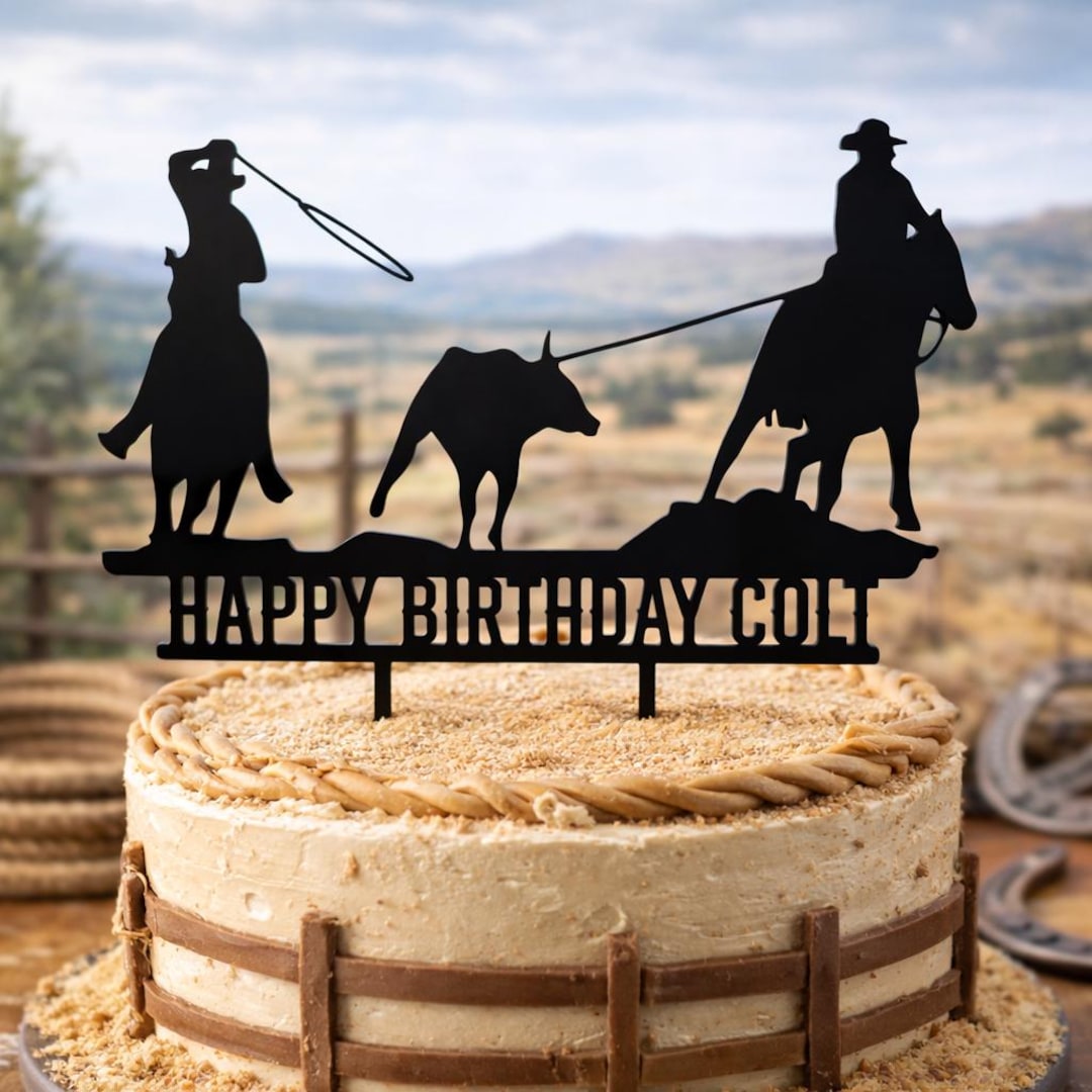 Bull Roping Cake Topper, Cowboy Birthday Cake Topper, Rodeo Western ...