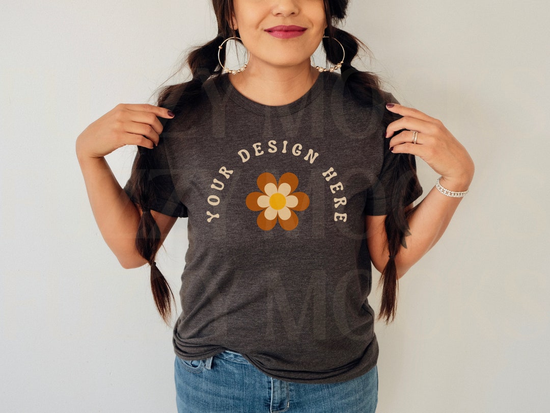 Dark Gray Heather Mockup Bella Canvas 3001 Dark Gray Model - Etsy