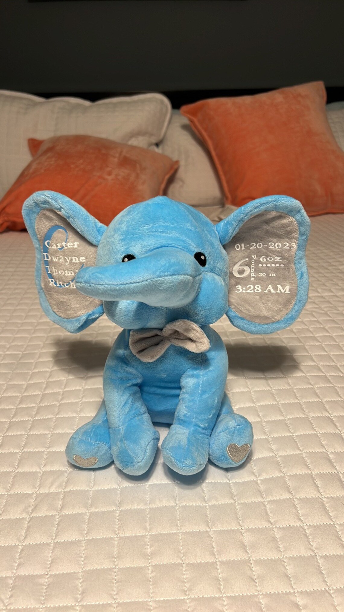 Birth Announcement Elephant Stuffed Animal With Personalized Name and ...