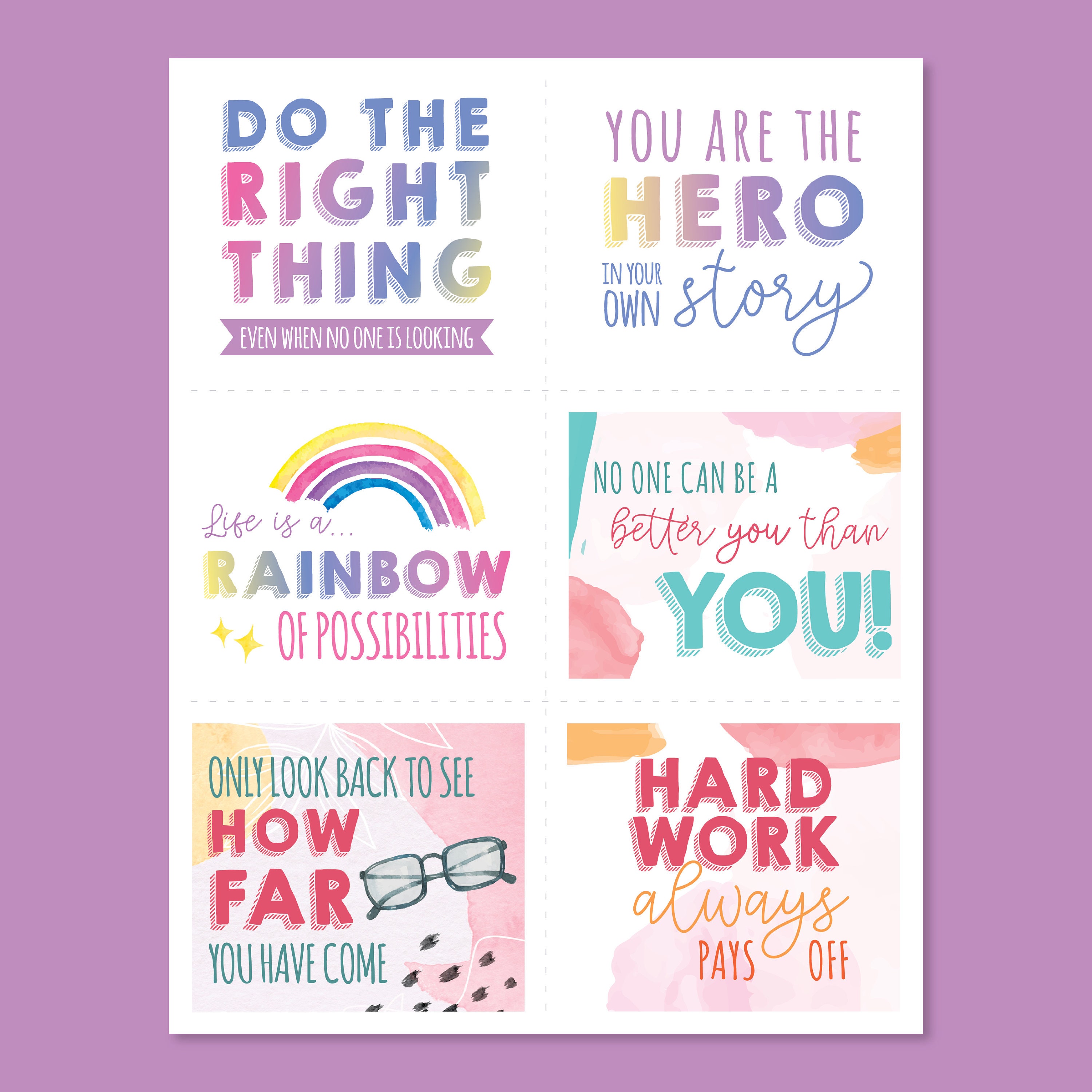 Printable Lunchbox Cards Positive Notes Inspiring Notes for Kids and ...