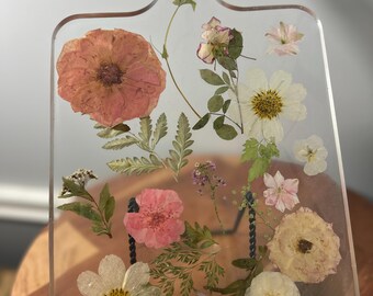 Bandeja de resina floral con mariposas, decoración de cocina personalizada, tabla de embutidos
