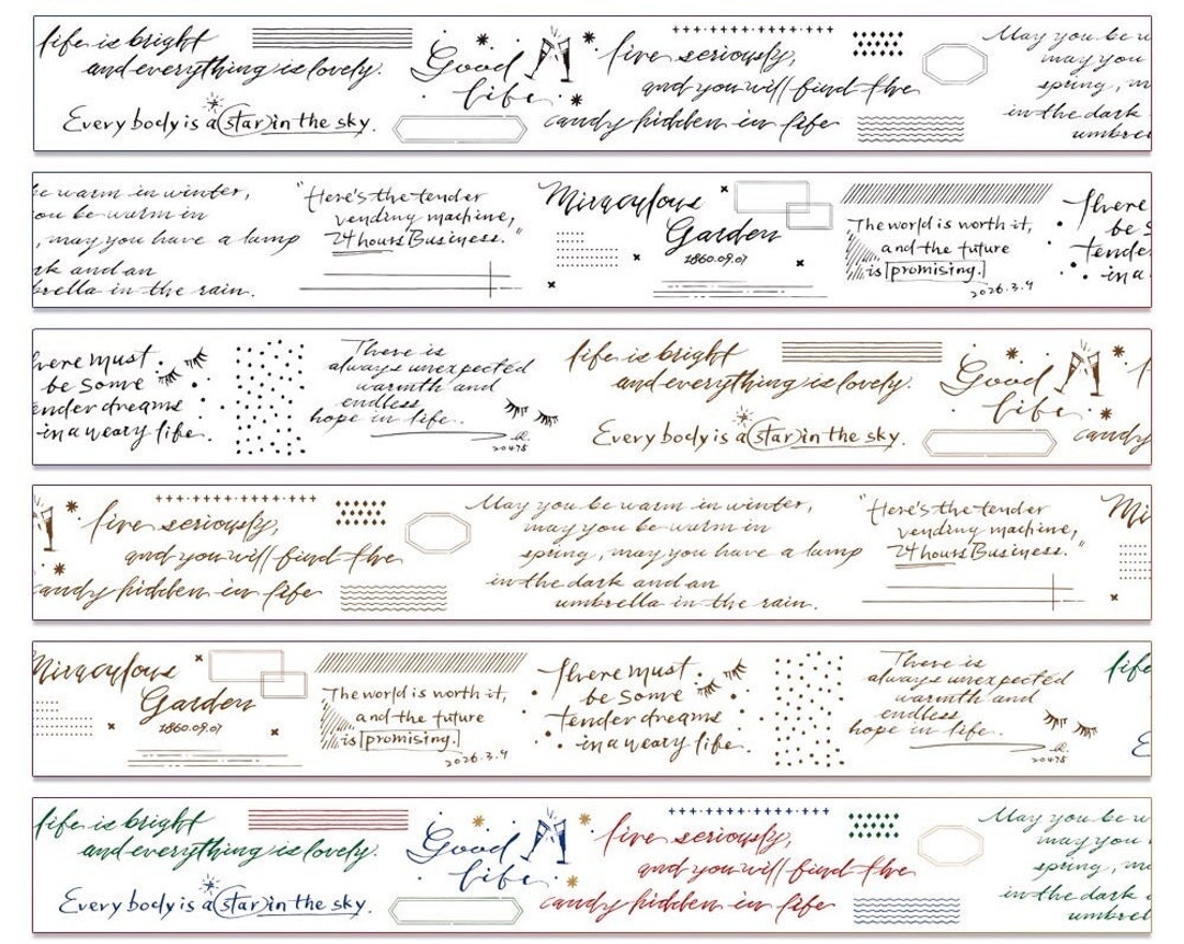 English Sentences Good Life PET Tape, Sample 150cm One Loop, Daily