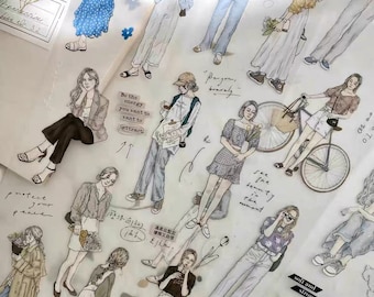 Pion Soft Girls PET Tape, Sample 100cm one loop, Daily Journal, Scrapbook Supplies, Junk Journal Supplies, Planner Stickers-S98