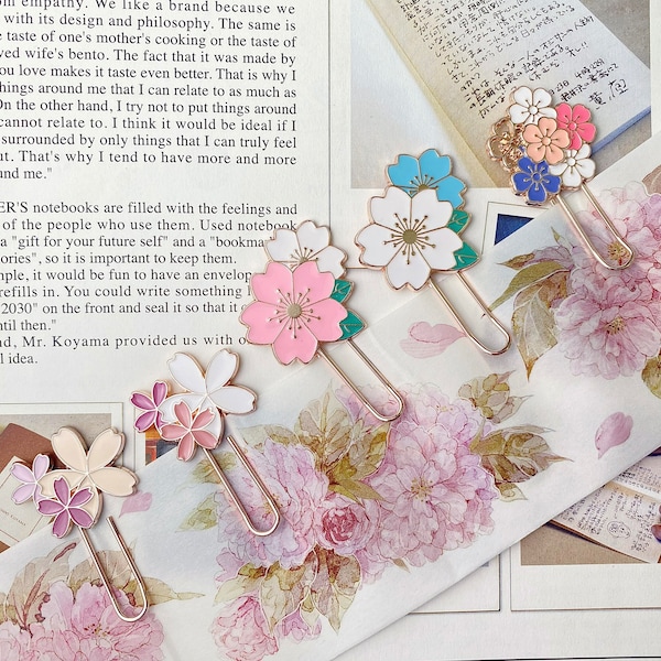 TN Accessories Cherry Blossom Paper Clip, Flower Theme For Bookmark For Junk Journal