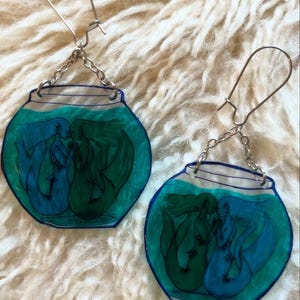 Sapphic mermaid fishbowl earrings