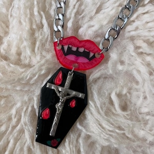 Vampire crucifix coffin choker necklace