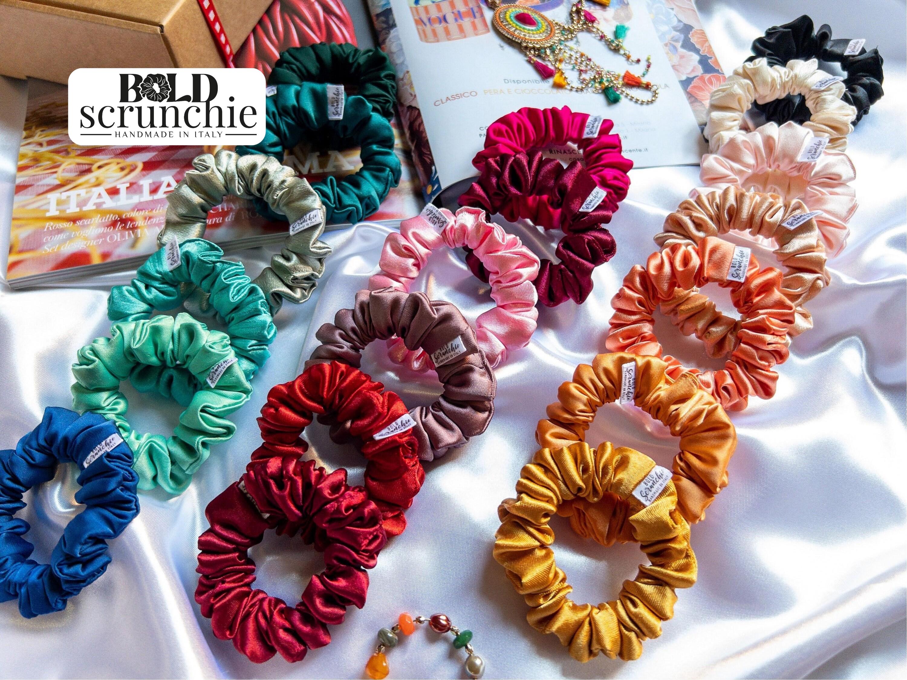 Silk Satin Scrunchies: Multicolored Skinny Hair Ties, Set of 