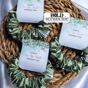 Sage Green Small Silk Satin Hair Scrunchie - Ideal for Bridesmaid Proposals