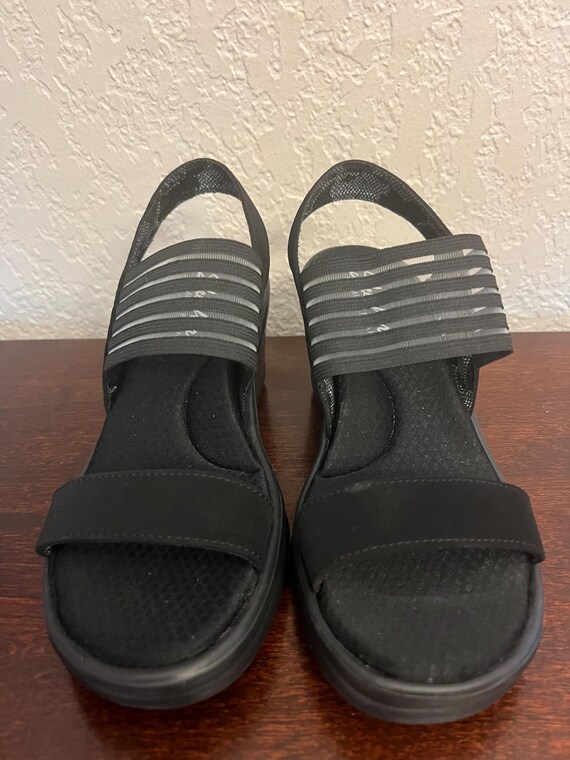 Skechers Women Rumblers Sci Fi Memory Foam Wedge Sandals Shoes