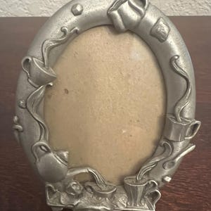 Vintage Etain Zinn 1994 Seagull Pewter Mini Picture Frame Kichen Theme 2x2.5 Photo