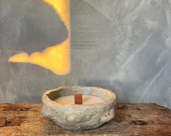 One of a Kind Clay Candle Bowl- Unesco Craft