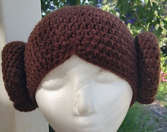 Crochet Space Princess Hat with Buns: Handmade Costume Wig