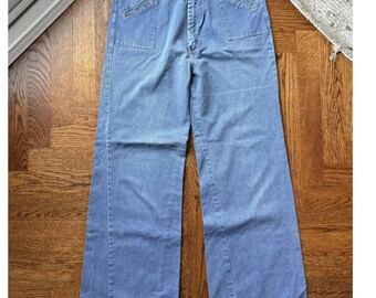 1970s Vintage Jeans Gerade Ausgestelltes Jeans Weit Loose Fit Baggy Long Vintage JC Penney 1970s Schlaghosen Vintage Sears Roebucks Sailor 34x32