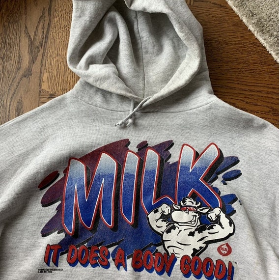 90s Milk Hoodie Vintage Jerzees Pullover XL Cow P… - image 3