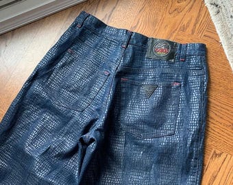 Vintage Guess Jeans Snake Print Jeans Reptil 90er 2000er Jahre Selten 33