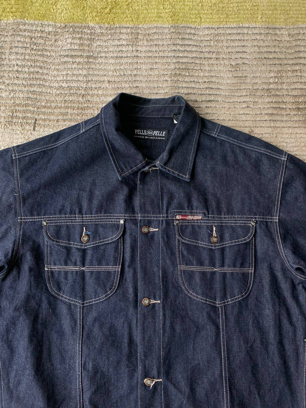 2000s Pelle Pelle Marc Buchanan Oversized Denim Jacket Rap Hip Hop 