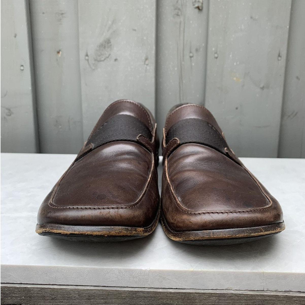 ヨ*ピ様 90s prada square loafer 90s Prada 2-Tone Brown Loafers - Lucky Vintage