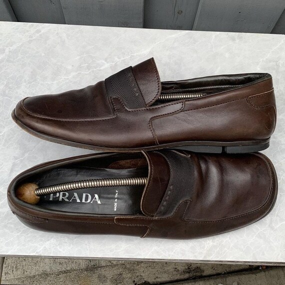 靴 PRADA 1990s Square Toe Loafer Vintage Prada Loafers Square Toe Leather 1990s Prada Shoes