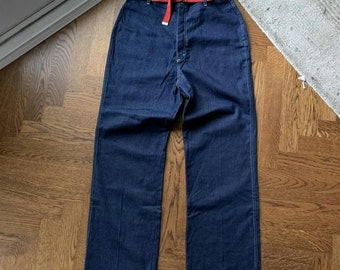 80s Deadstock Sears Dark Denim Jeans Vintage Long Baggy Belted Jeans 1980s Deadstock Vintage Jeans Big & Tall New Breed Womens Sanfordized