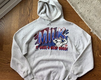 90s Milk Hoodie Vintage Jerzees Pullover XL Cow Print Men 1980s Vintage Hoodie Vintage Russell Athletics Made in USA Hooded Sweatshirt 80s