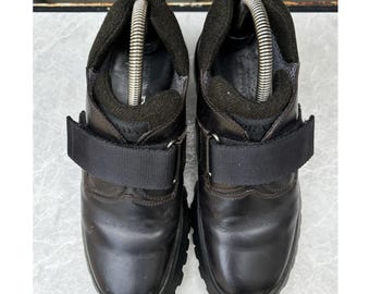 Vintage Prada Boots Cross Strap Velcro F/W 1999 2000s Prada Milano