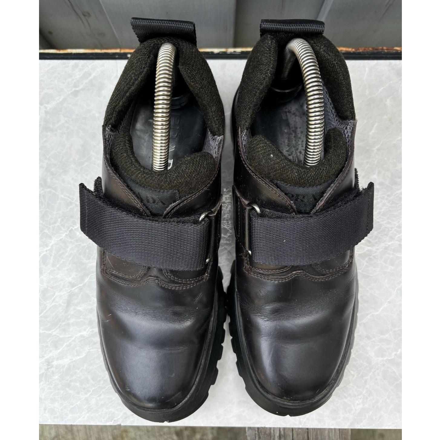 靴 1999aw prada velcro leather shoes rare Rare, Original Prada Sneakers Lather Black Logo - Etsy