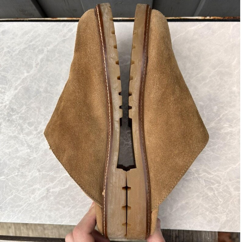 Vintage Timberland Suede Mules Lug Sole Boots Vintage Slip On Clogs Sheepskin UGGs Wheat Garden Mens 8.5 Womens 10 Slides Sandals Slippers image 9