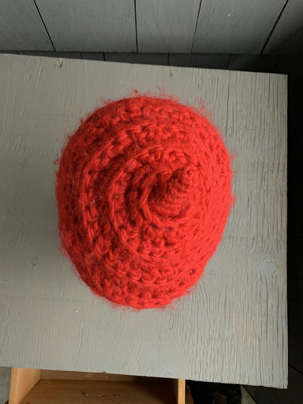 Vintage Fuzzy Soft Red Beret Mohair Wool Chunky Knit Hat Cap  display picture 3