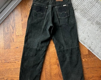 Vintage Wildlederhose Vintage Skotts Wildleder Waschbar Wildleder Grün Leder 34 Made in Canada Gefütterte Arbeitshose 33 34 Taille Vintage Lederhose