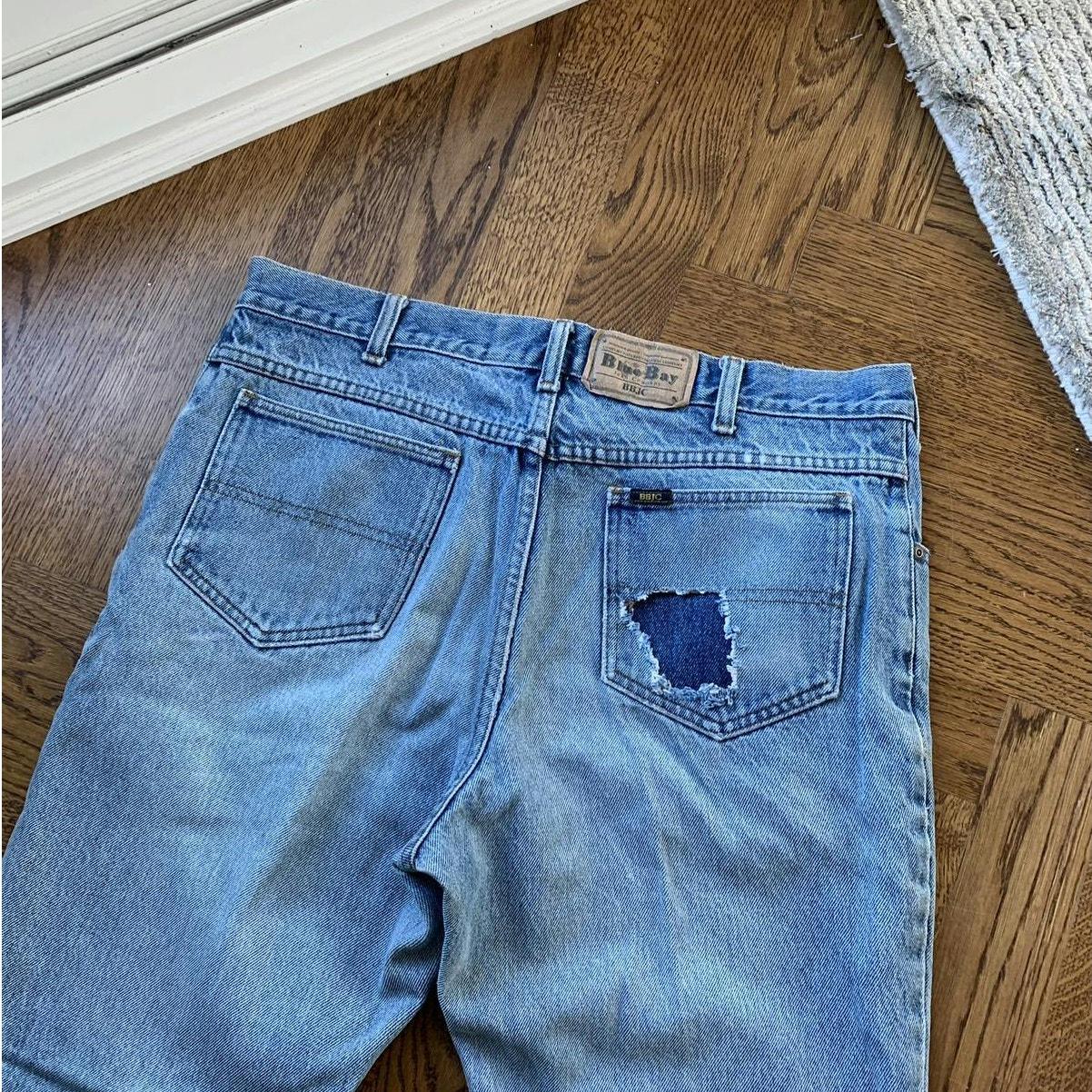 90s Vintage Patchwork Denim Jeans Patched Repaired Knee 80s