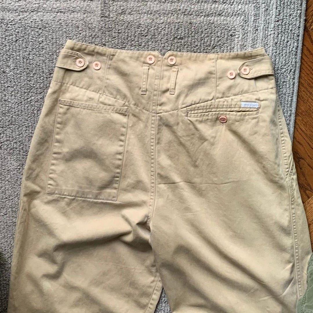 Vintage Eggshell Pleated Trouser