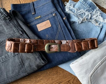 Ceinture en cuir imprimé croco Femme, Vert | Milano