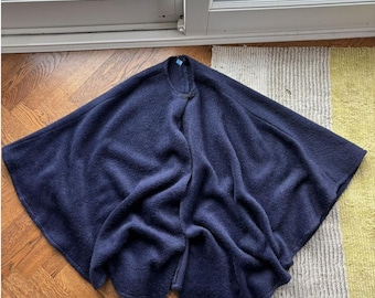 True Vintage Wool Cape Mohair Shawl Vintage British Police Cloak 1960s Mohair Cape True Vintage 1960s 1970s Fuzzy Hairy Knit One Size