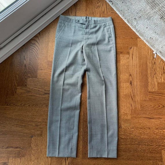 1960s Vintage Wool Trousers 60s Vintage Houndstooth Trousers