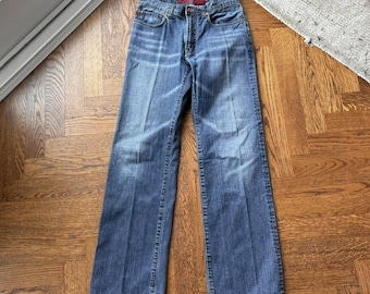 Vintage Parasuco Jeansy Lata 90. Spodnie jeansowe Parasuco Lata 2000. Jeansy Y2K Wyblakły denim Luźny krój Boot Cut 30x30 Brzydkie pranie Southpole Paco Avirex