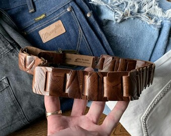 Braided Italian Leather Belt 90s 2000s Vintage 30-31-32 USA  display picture 2