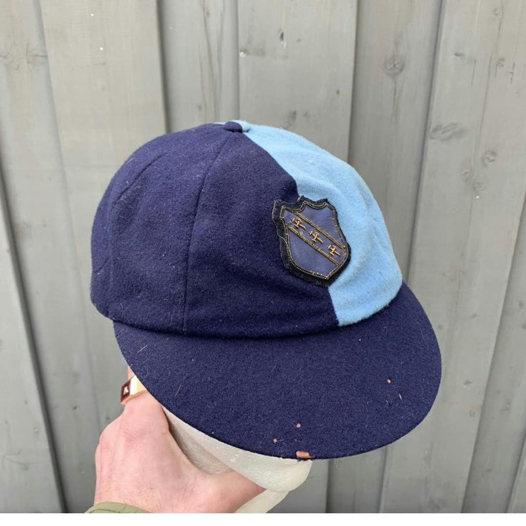 1940s Cricket Hat Vintage Wool Cap Rugby Striped Brim Bukta England College  University Antique Horse Jockey Vintage Cricket Cap Cricket Hat UK