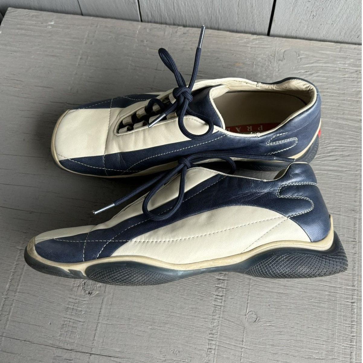 PRADA SPORT LINEA ROSSA スニーカー US 8/8.5 NEW PRADA Mens LINEA ROSSA Black All Leather RED