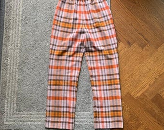 1970er Jahre Karierte Hose Damen Vintage Karierte Hose Gummizug Taille Verstellbar Disco Akt 3 70er Jahre Vintage Hose Damen Karo Flanell Tartain