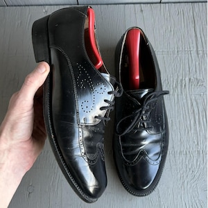 靴 vintage made in italy Derby shoes Vintage Black Derby woven leather