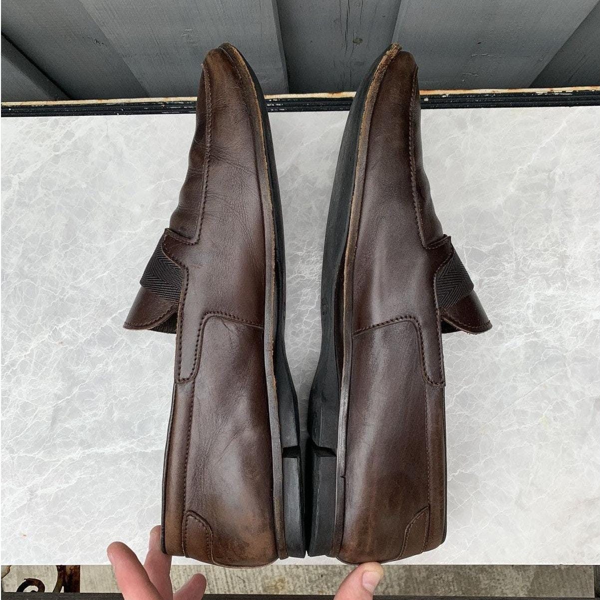 Vintage Prada Loafers Square Toe Leather 1990s Prada Shoes