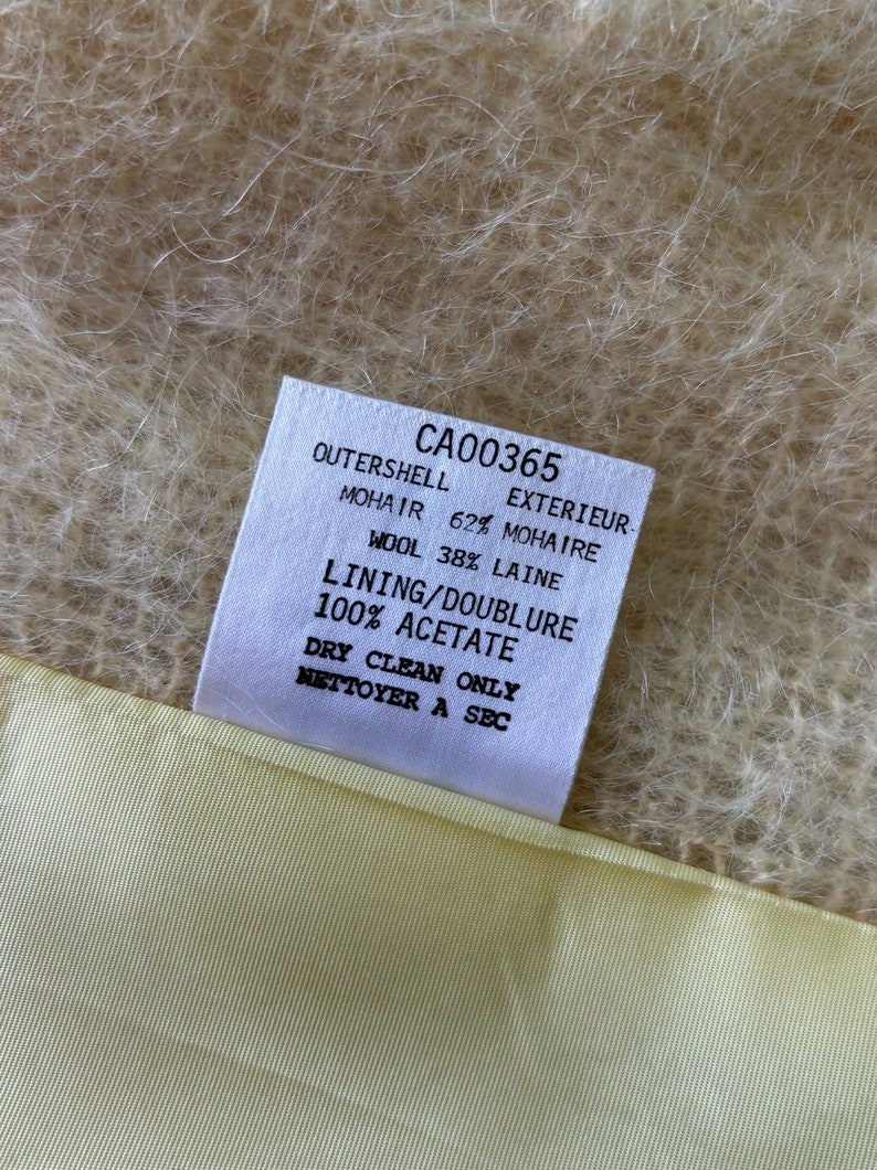 Vintage Mohair Jacket 70s Mohair Sports Coat Bardolino England Monteselli by Primrose Shawl Loose Knit Mohair Blazer Butter Yellow Hairy S image 10