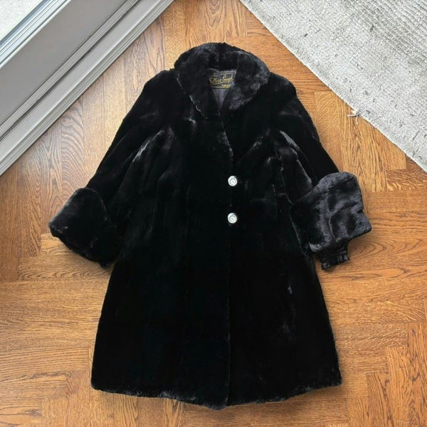 Vintage Fur Coat Long Full Length Sheared Beaver Fox Muskrat Long Fur Sellers-Gough Mob Wife Fur Jacket Used Vintage Fur Jacket Ethical Fur