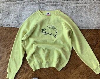 90s Vintage When Pigs Fly VNTG Fruit of the Loom Made in USA Crewneck L 1990s Vintage Pullover Sweatshirt Vintage Crewneck Sweater Acid 80s